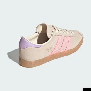 adidas Originals Cream Sneakers with Pink and Purple Accents